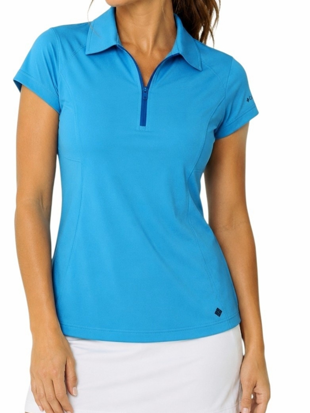 Columbia Omni-Freeze Zero Polo Shirt Womens Large Blue Athletic Golf 1/4 Zip